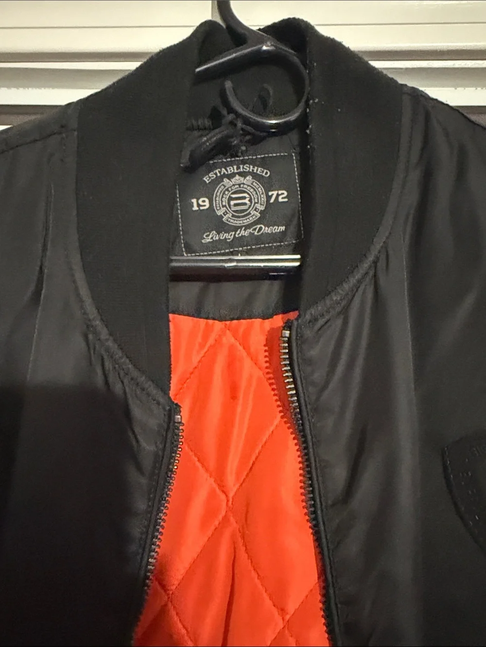 Buffalo Men's Black Bomber Jacket with Orange Lining